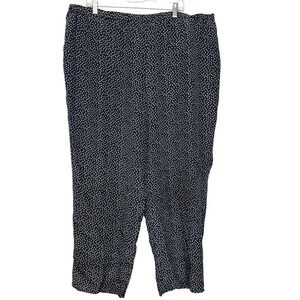 Finity Naturals Pants 3X Black 100% Silk Polka Dot Elastic Wais Boho Chic Office